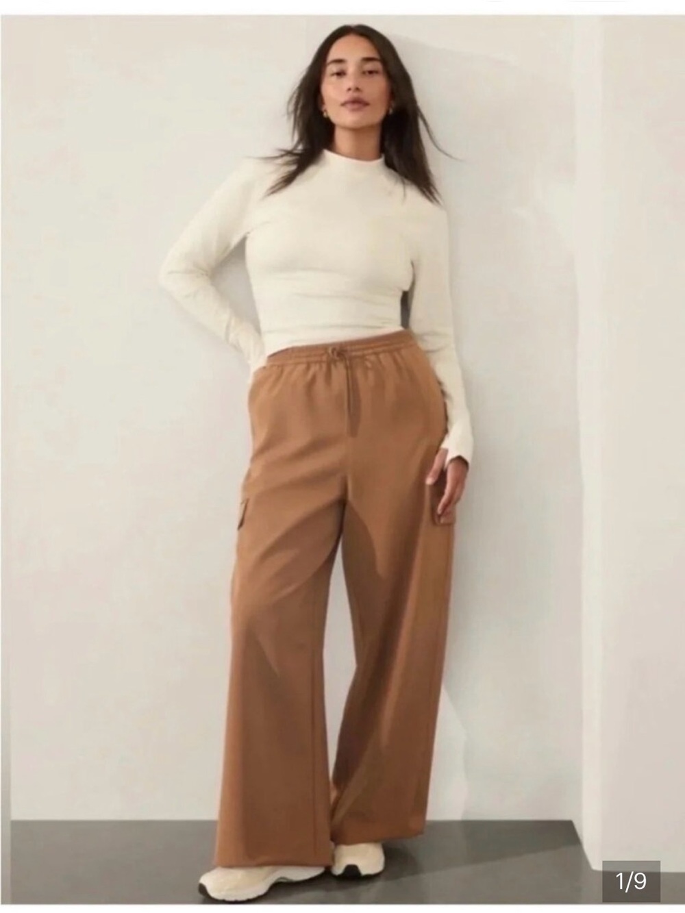 Athleta Wide-Leg Promenade Cargo Pants in Brown